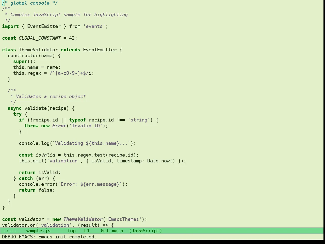 Doric Jade Theme in javascript-mode