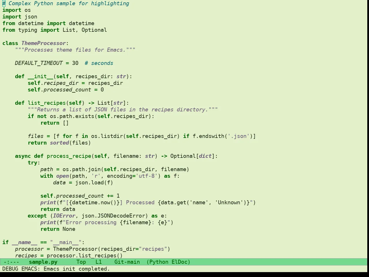 Doric Jade Theme in python-mode