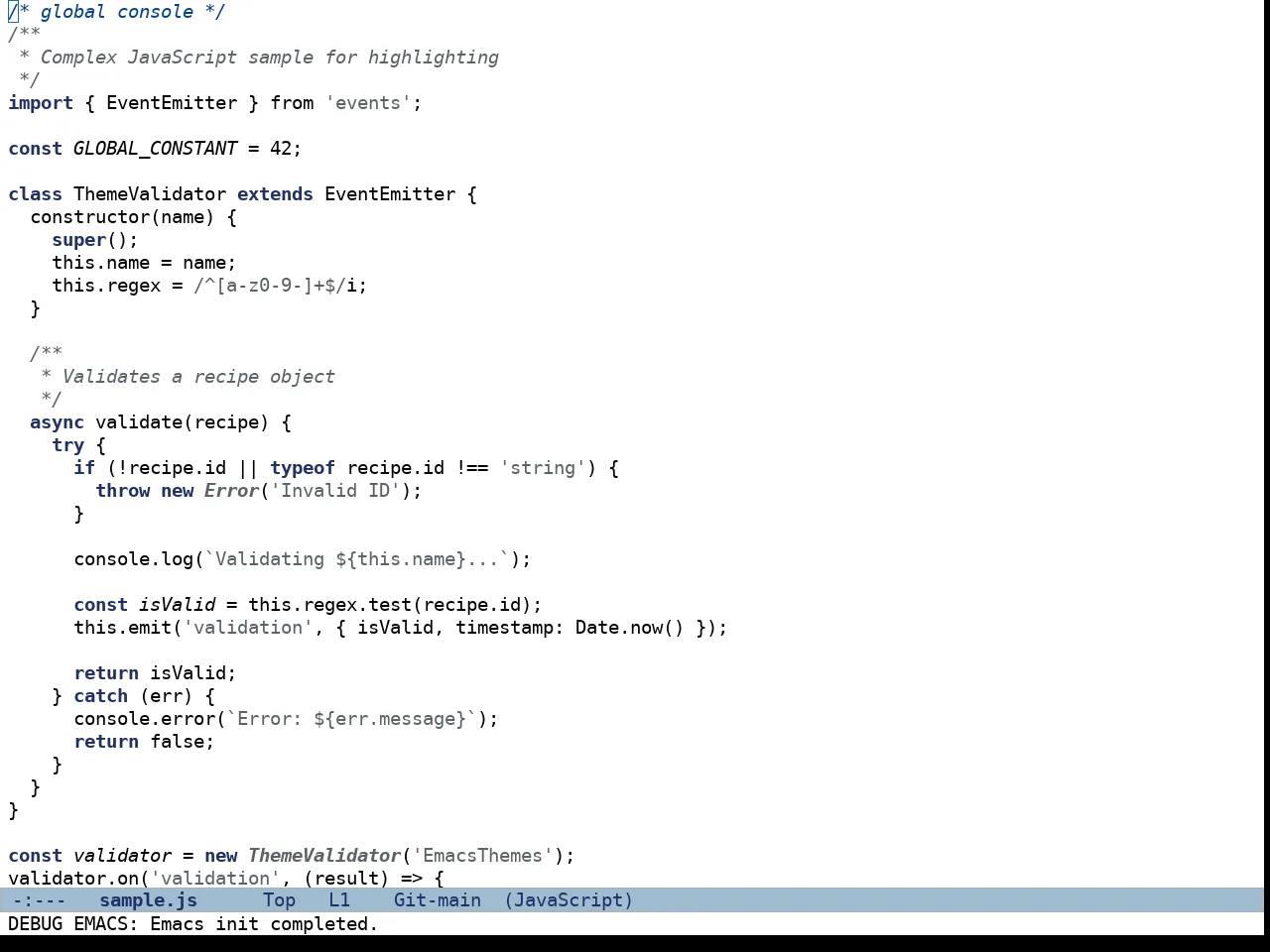 Doric Light Theme in javascript-mode