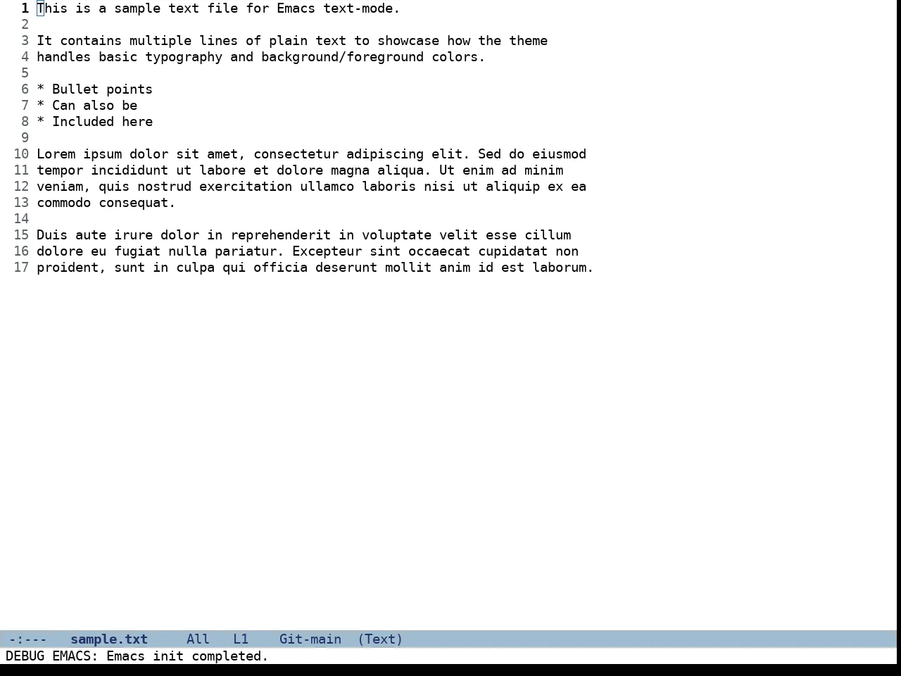Doric Light Theme in text-mode