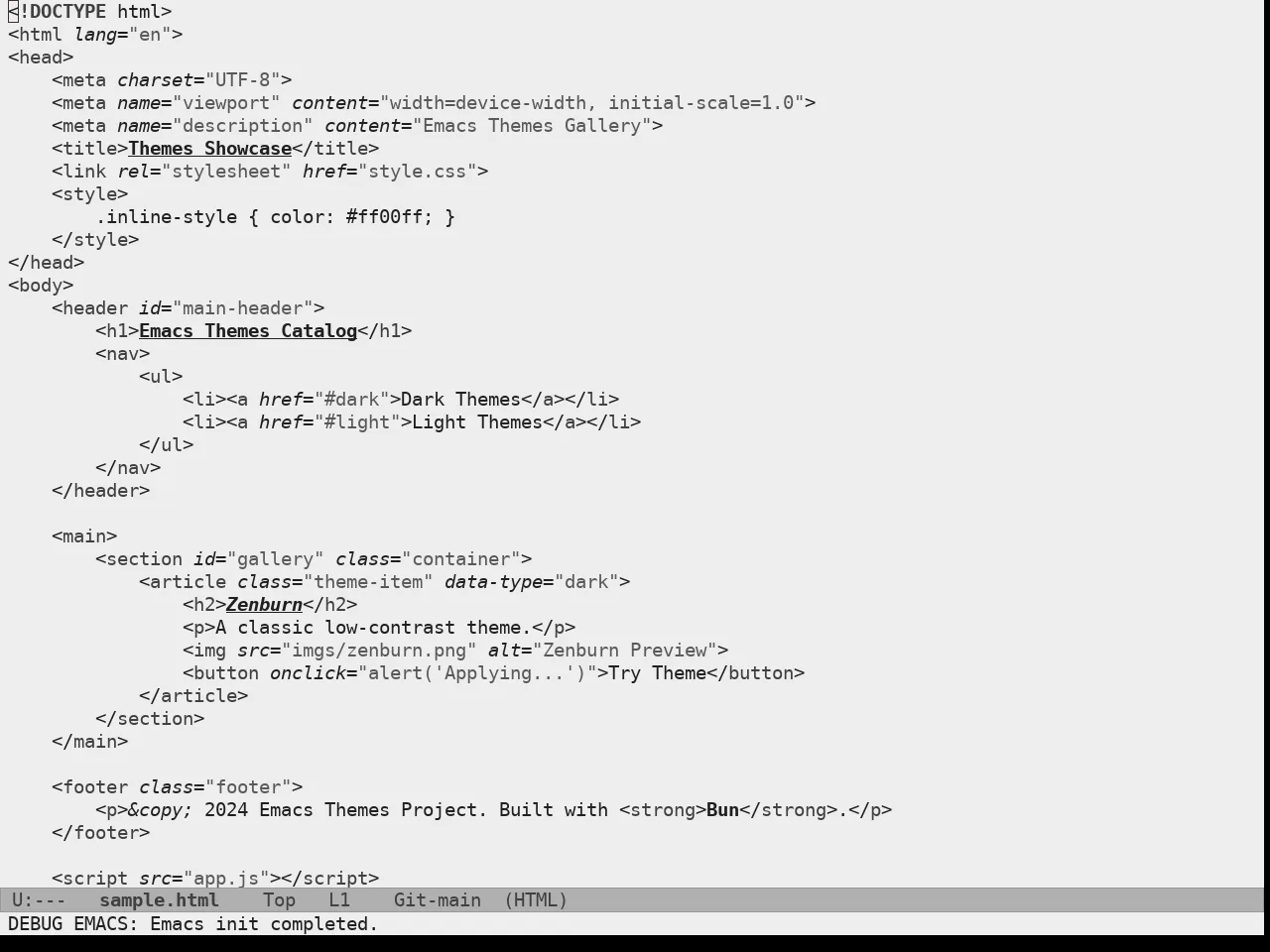 Doric Marble Theme in html-mode