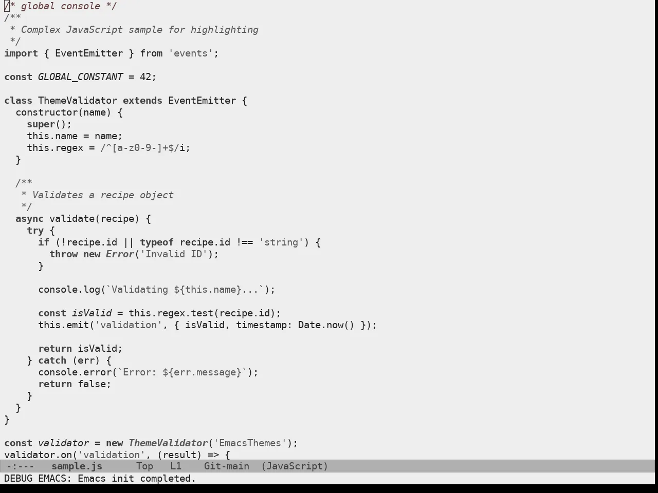 Doric Marble Theme in javascript-mode