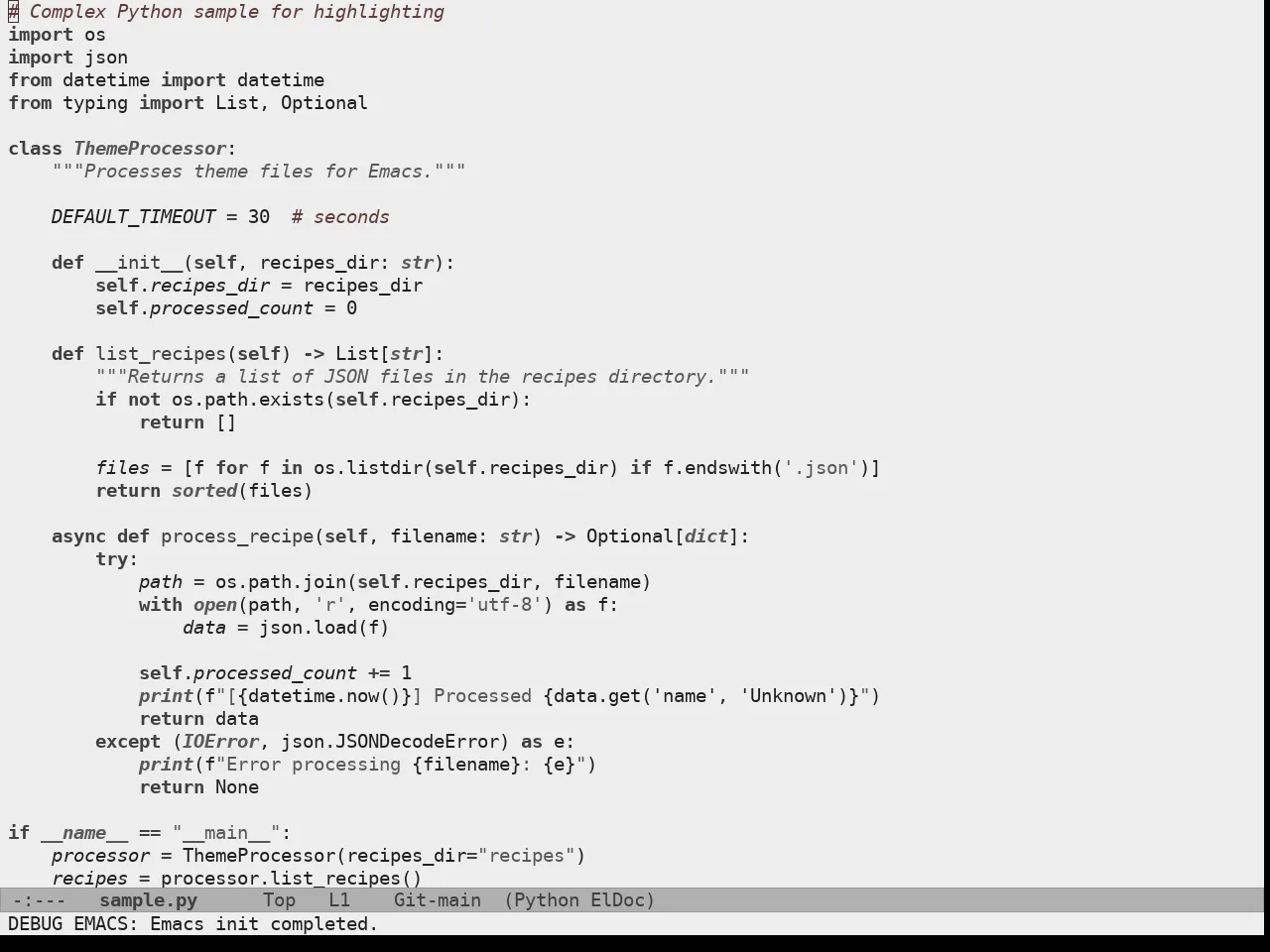 Doric Marble Theme in python-mode