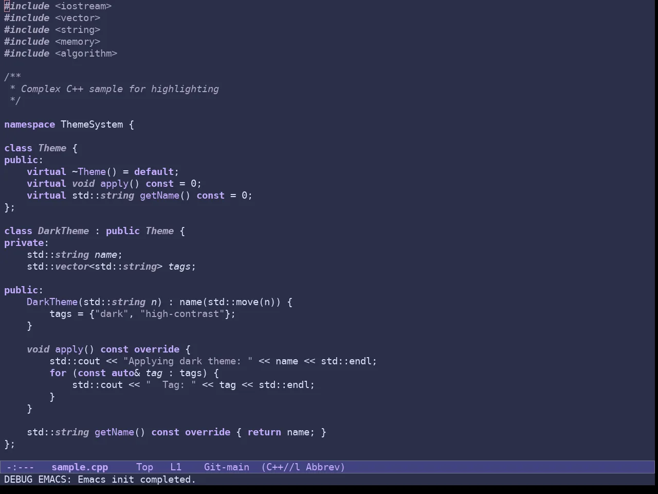 Doric Mermaid Theme in c++-mode