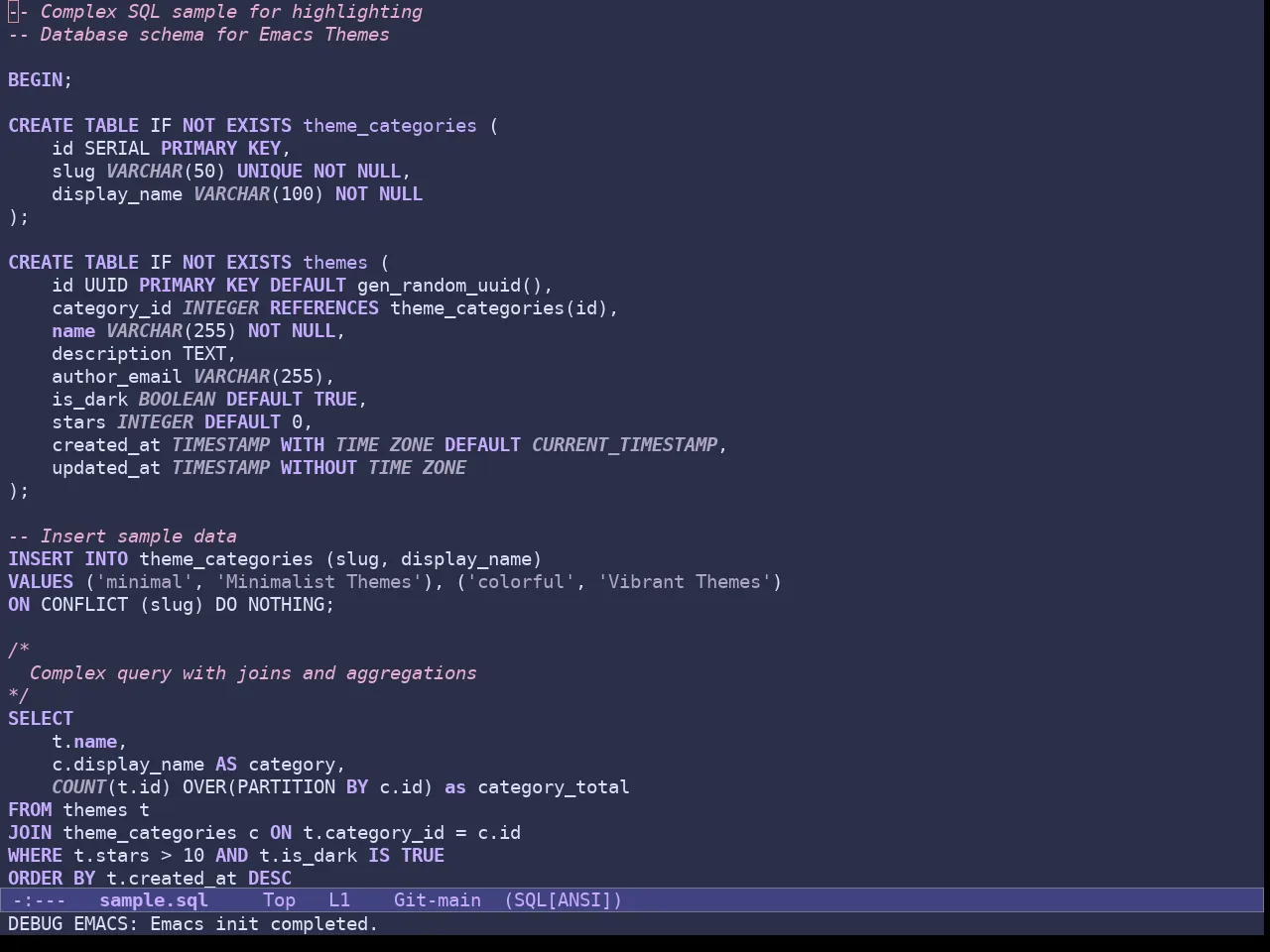 Doric Mermaid Theme in sql-mode