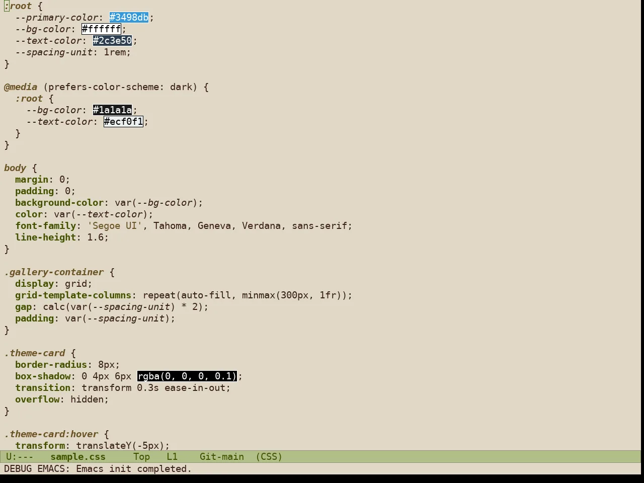 Doric Oak Theme in css-mode