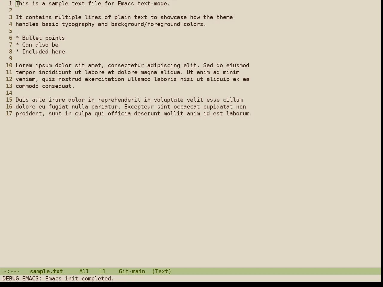 Doric Oak Theme in text-mode
