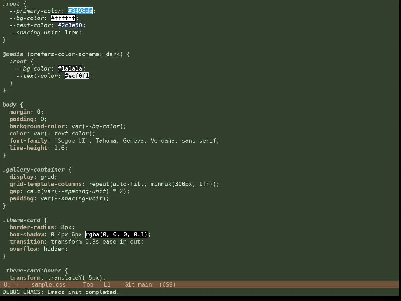 Doric Pine Theme in css-mode