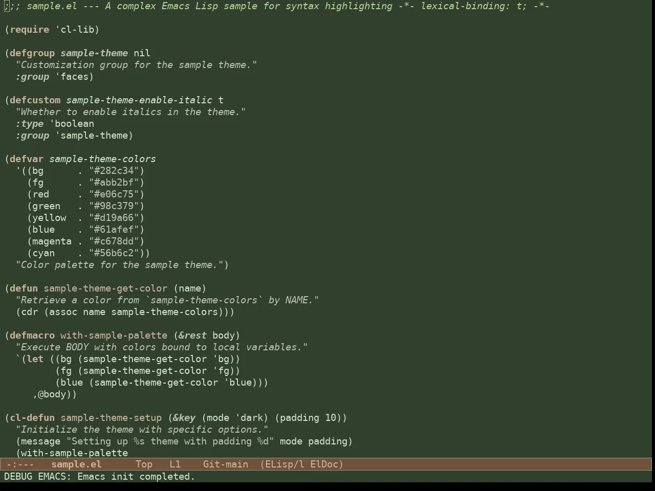 Doric Pine Theme in emacs-lisp-mode