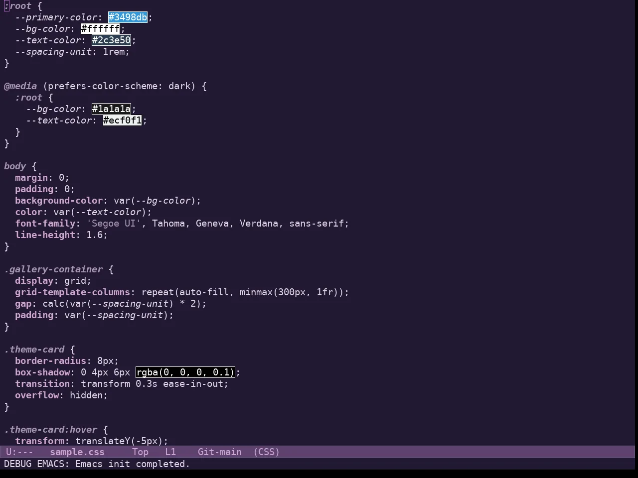 Doric Plum Theme in css-mode