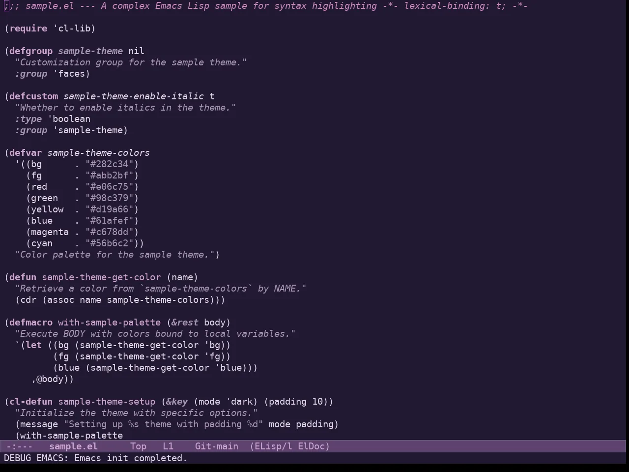 Doric Plum Theme in emacs-lisp-mode