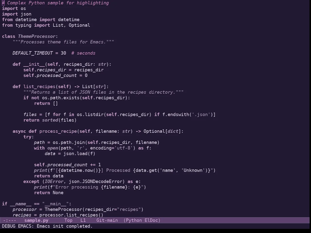 Doric Plum Theme in python-mode