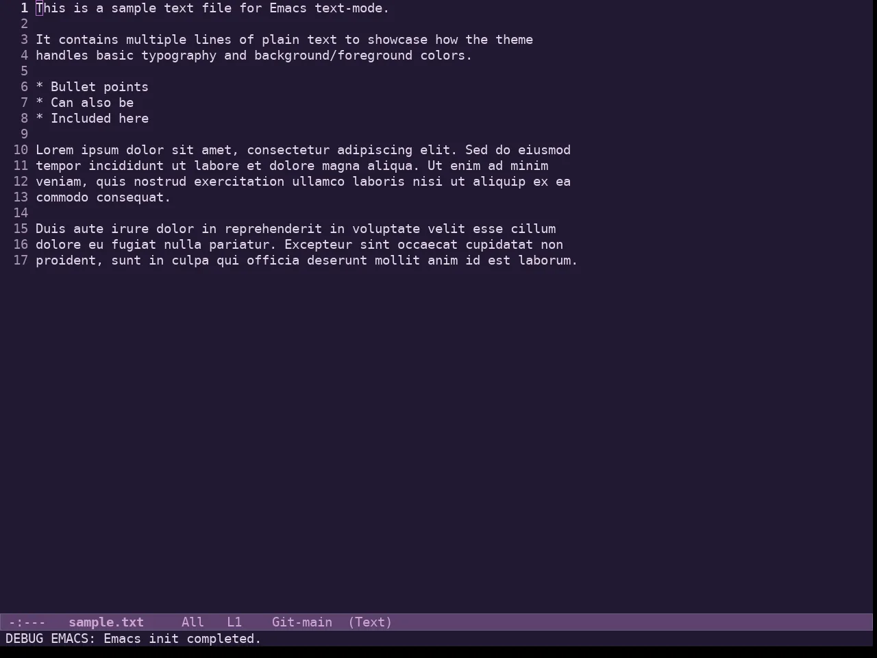 Doric Plum Theme in text-mode