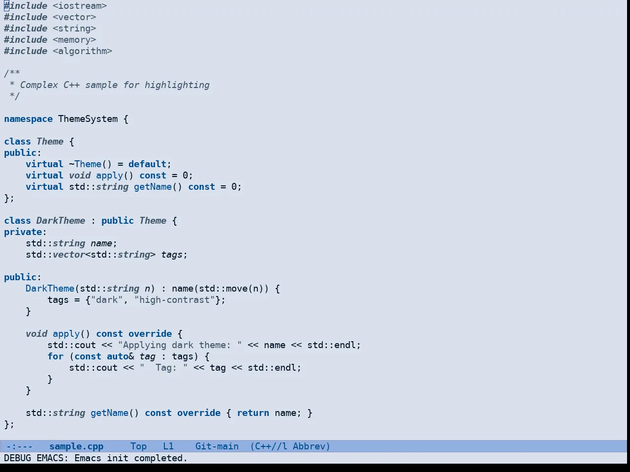 Doric Siren Theme in c++-mode