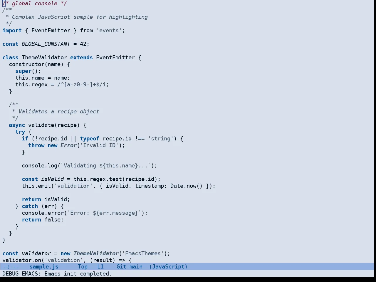 Doric Siren Theme in javascript-mode