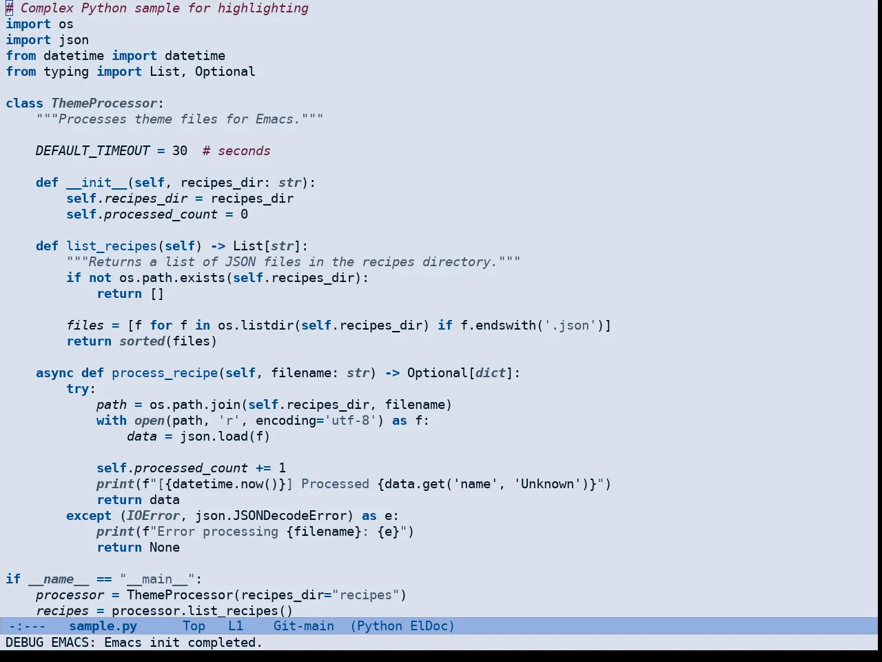Doric Siren Theme in python-mode