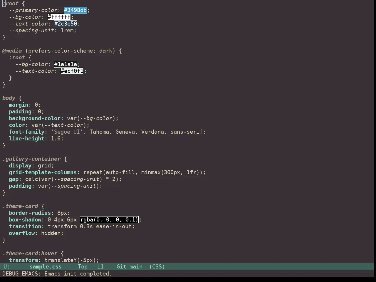 Doric Valley Theme in css-mode