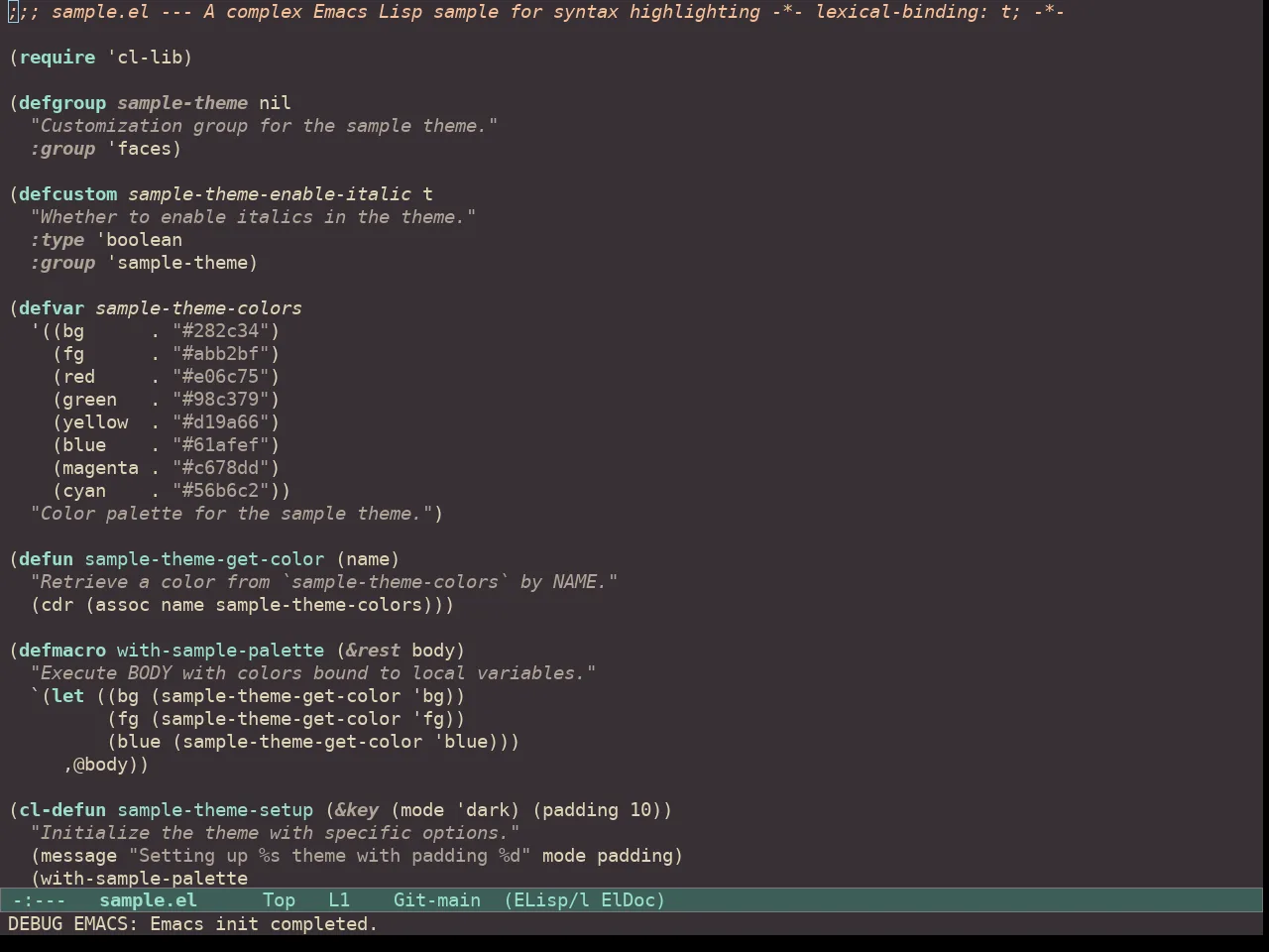 Doric Valley Theme in emacs-lisp-mode