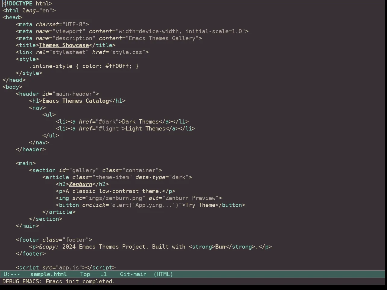 Doric Valley Theme in html-mode