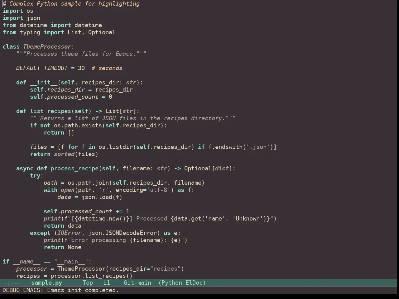 Doric Valley Theme in python-mode