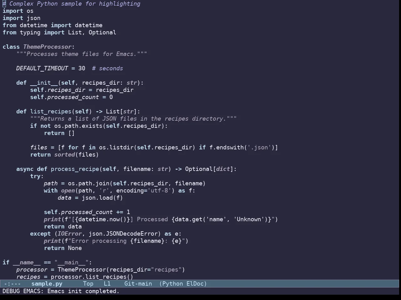 Doric Water Theme in python-mode