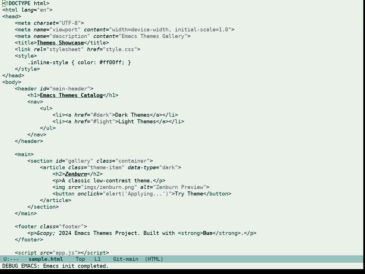 Doric Wind Theme in html-mode