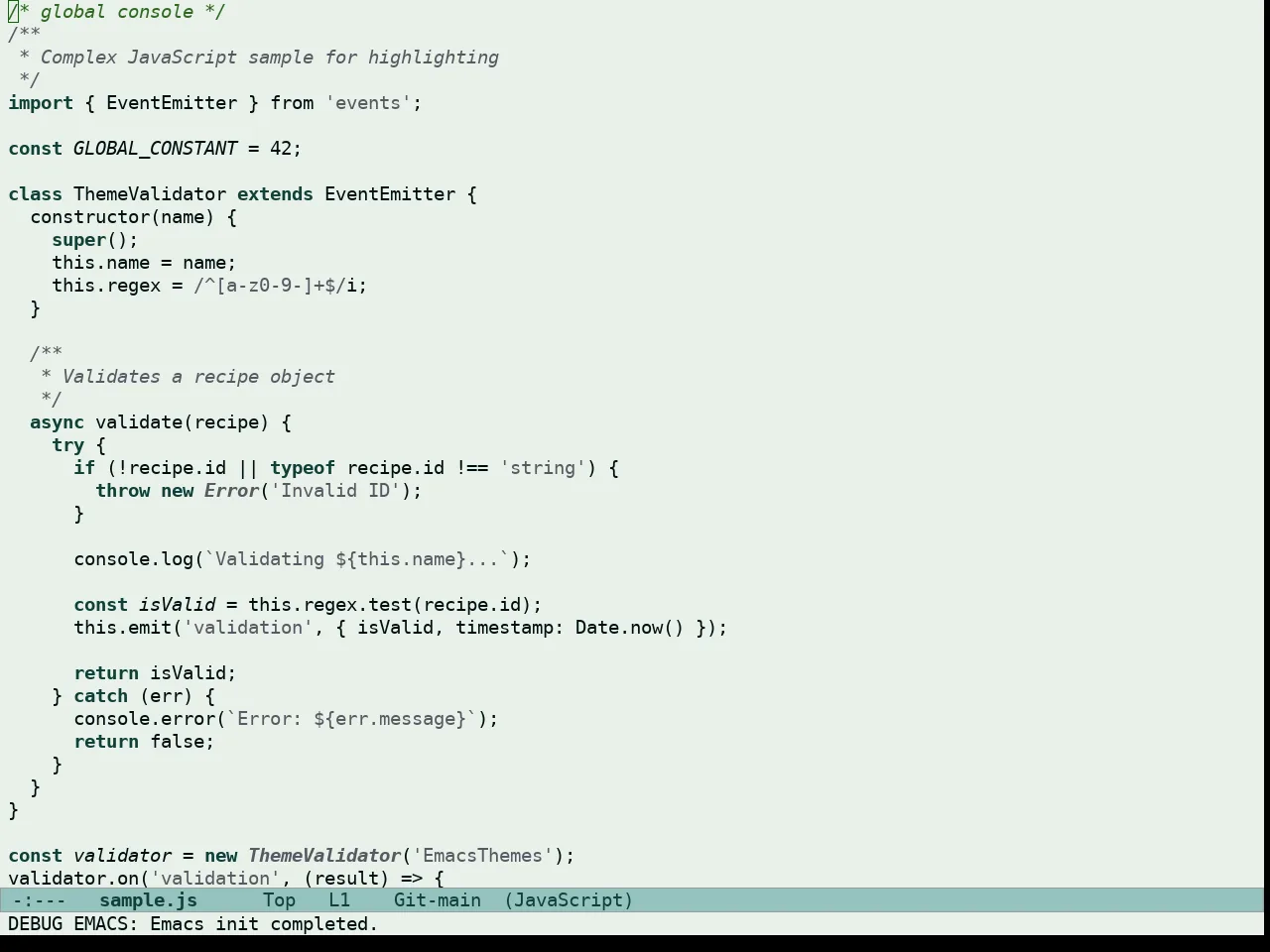 Doric Wind Theme in javascript-mode