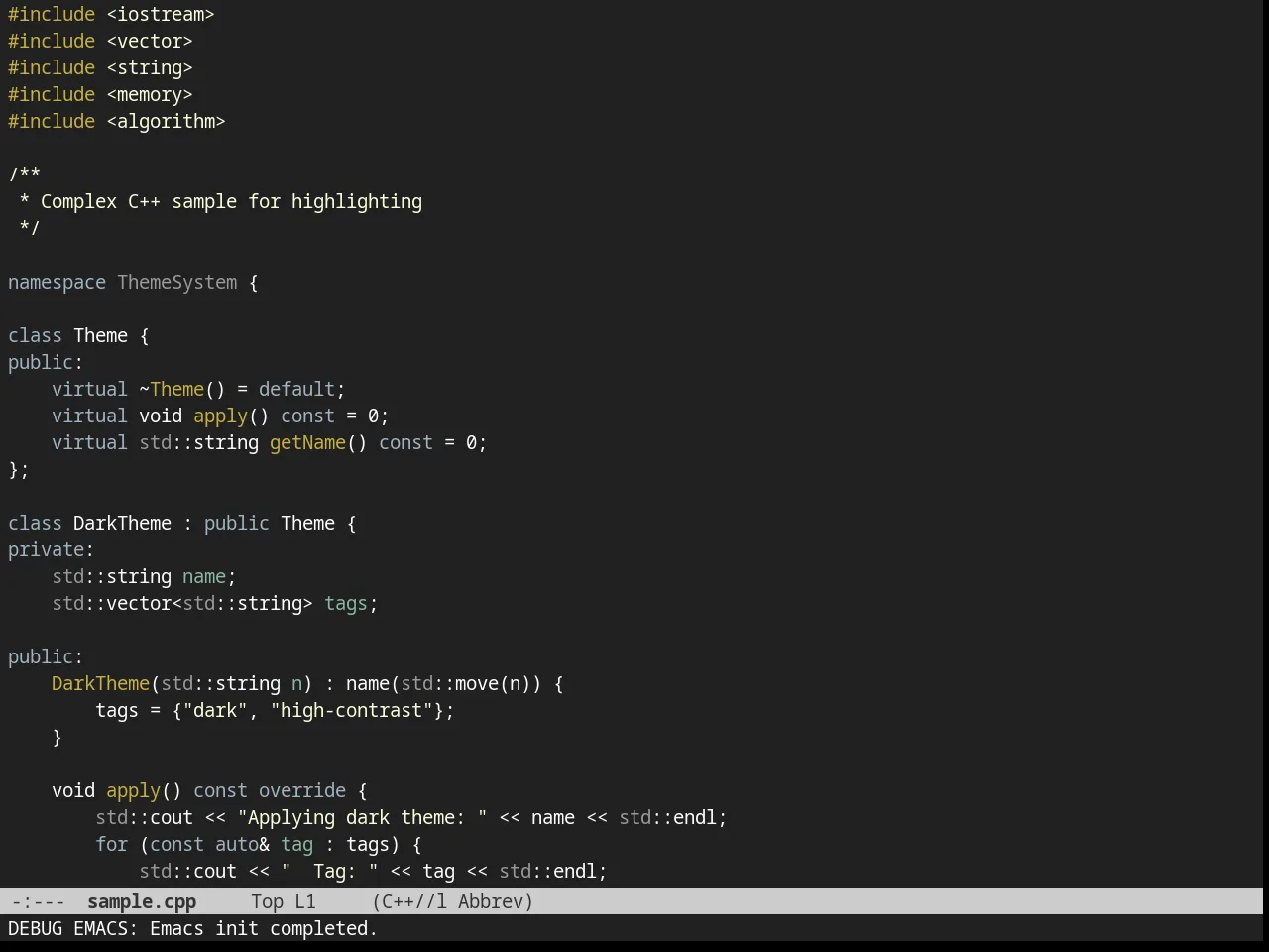 Dorsey Theme in c++-mode