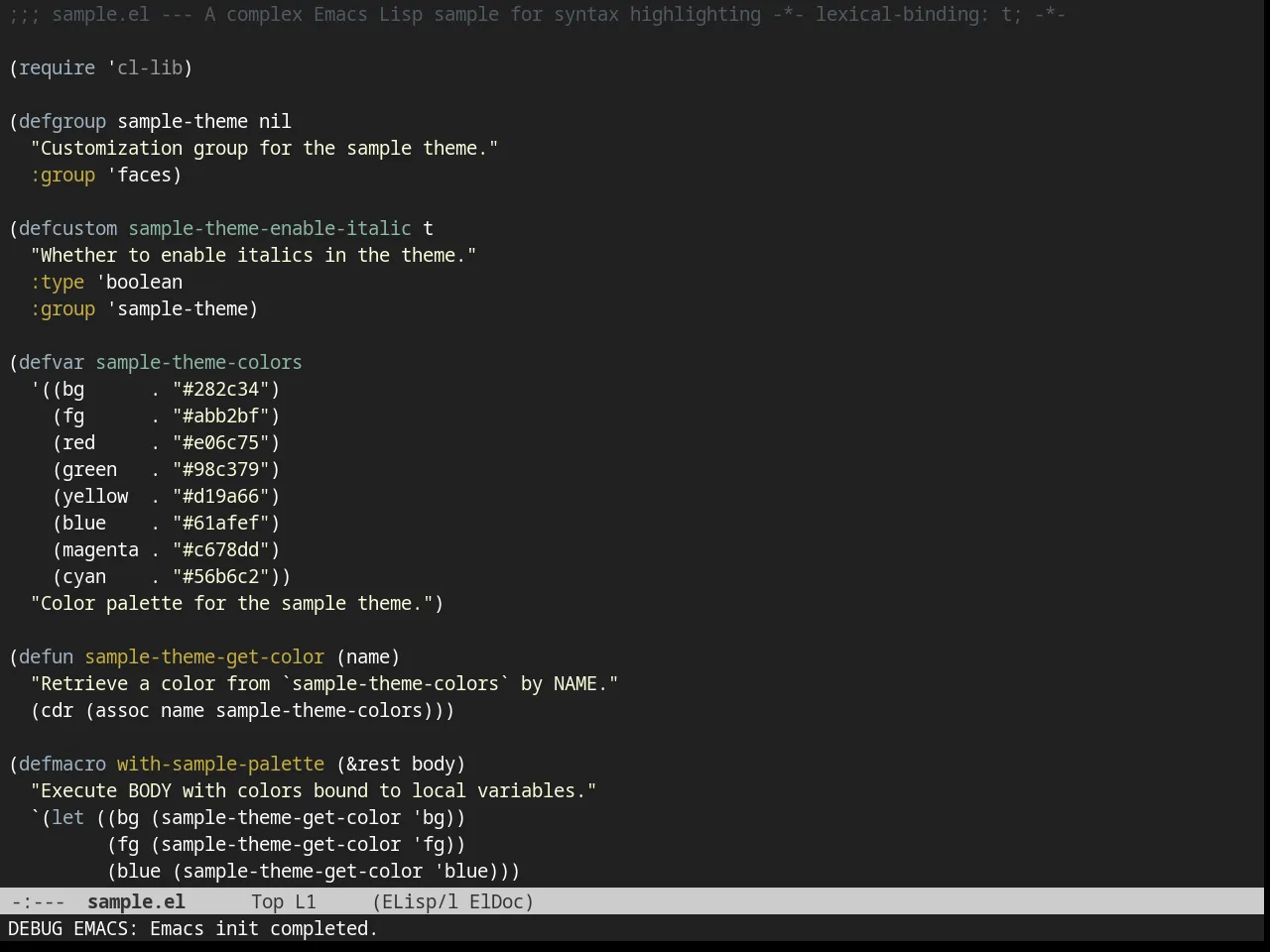 Dorsey Theme in emacs-lisp-mode