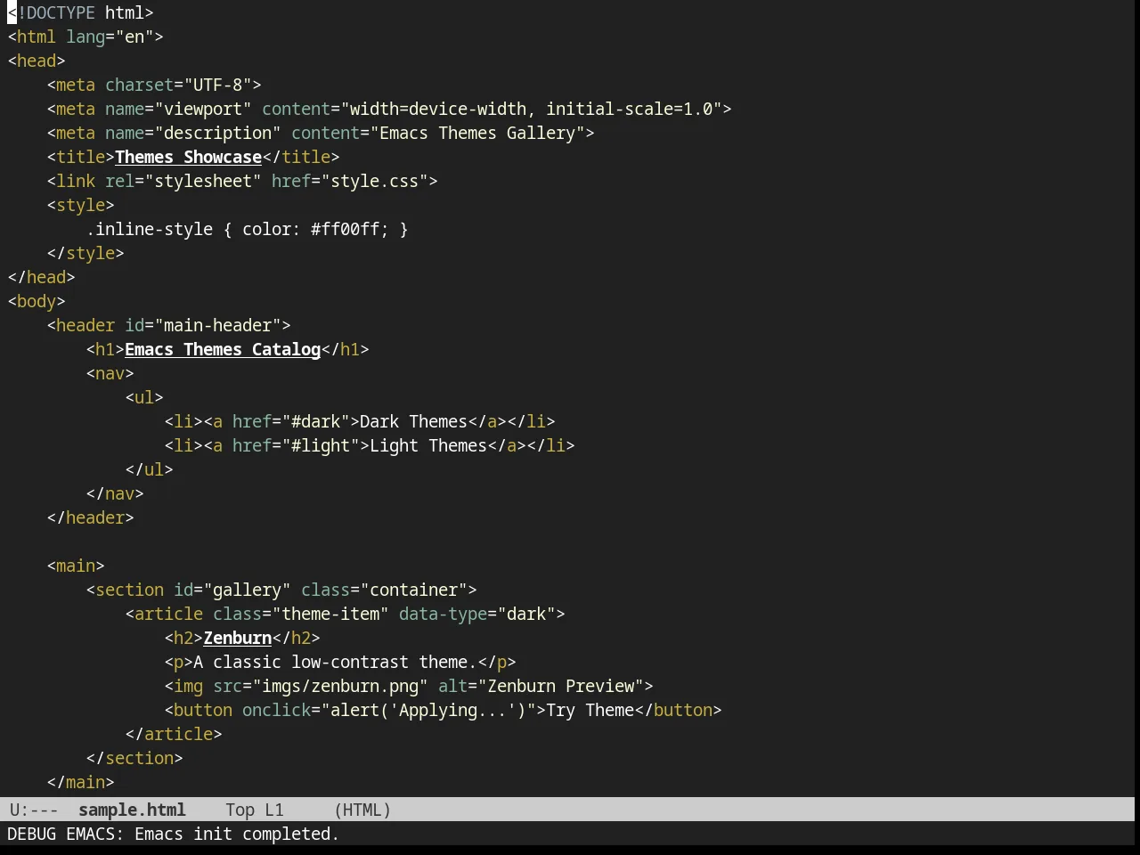 Dorsey Theme in html-mode