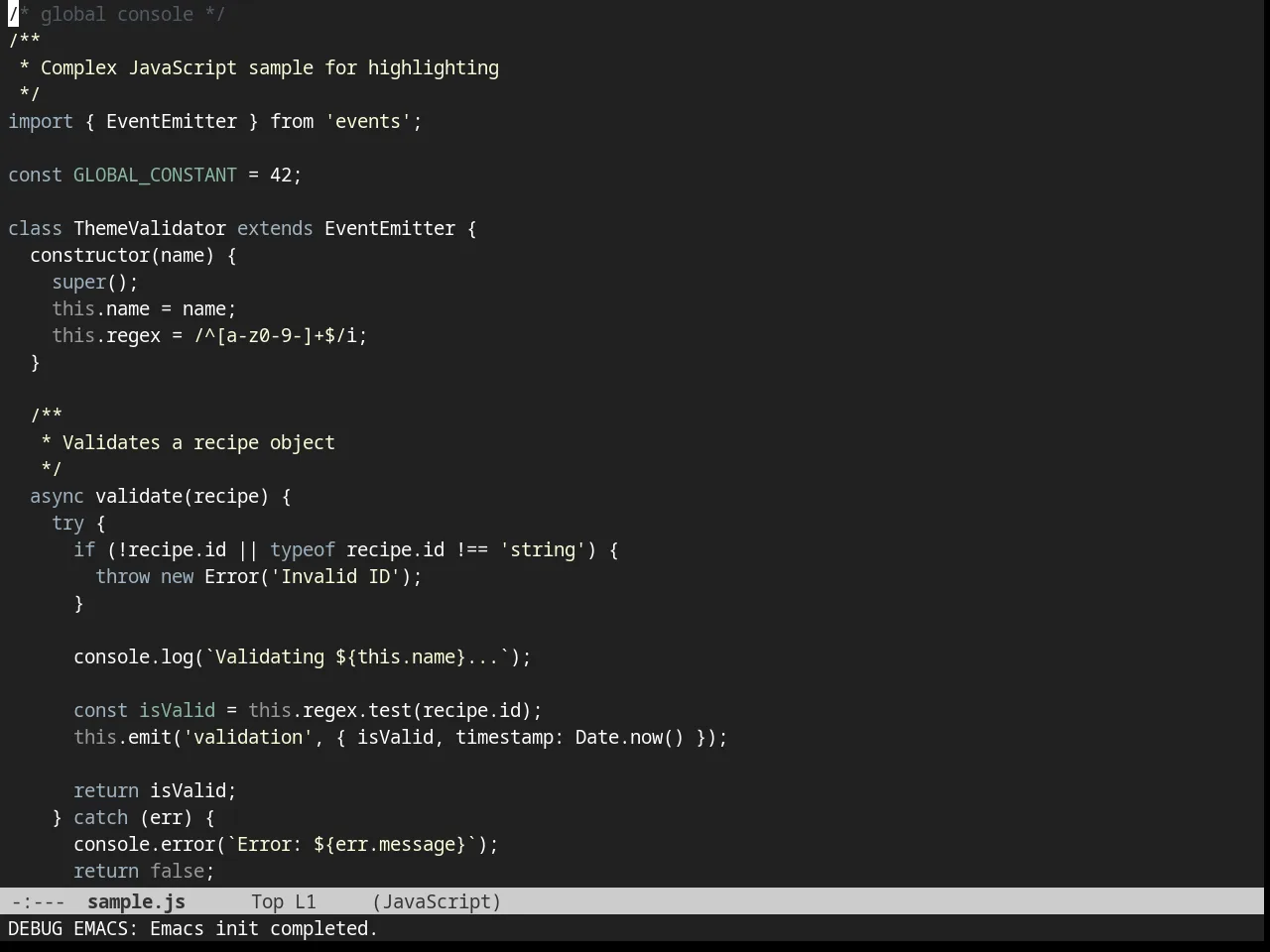 Dorsey Theme in javascript-mode