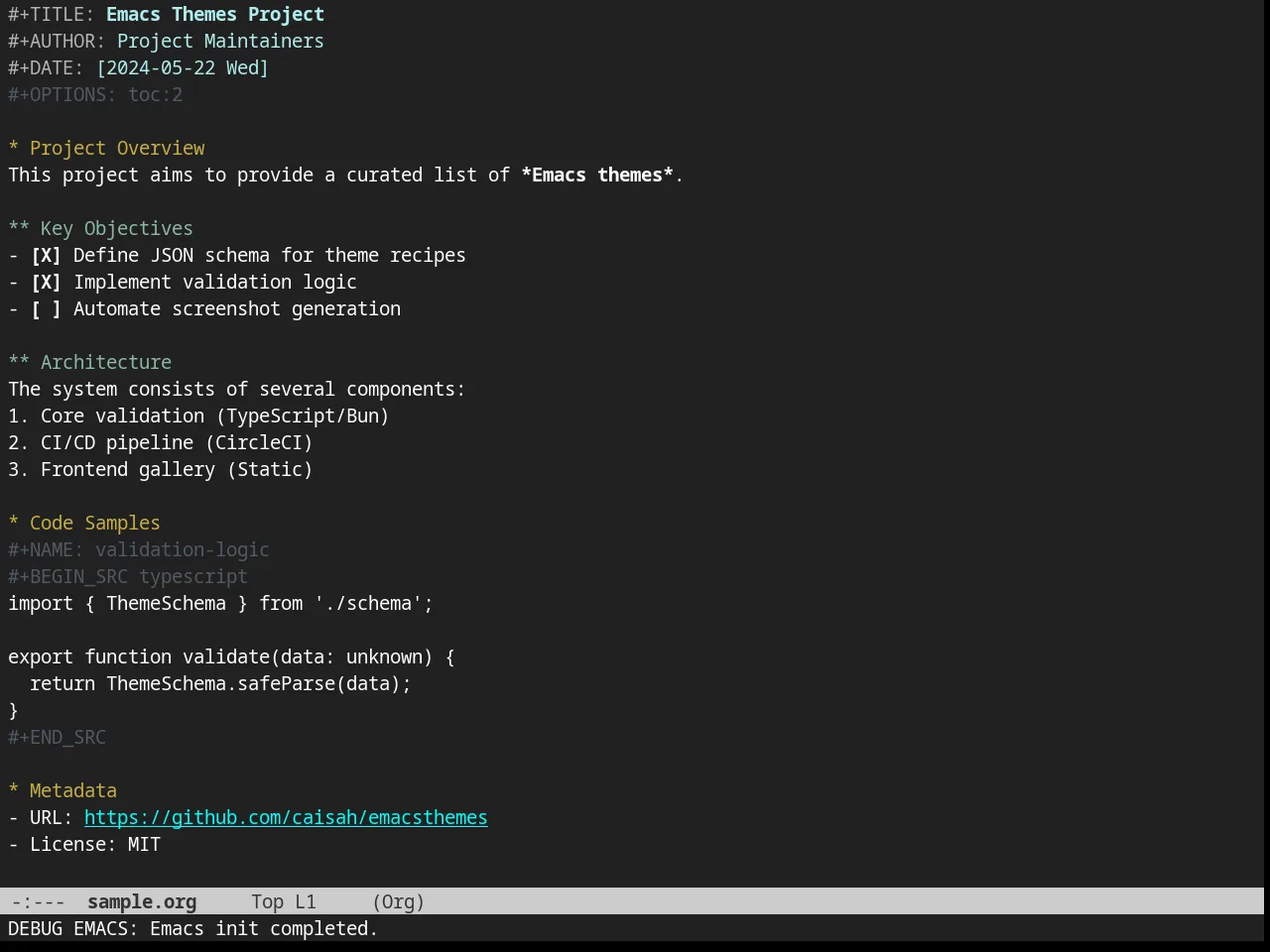 Dorsey Theme in org-mode