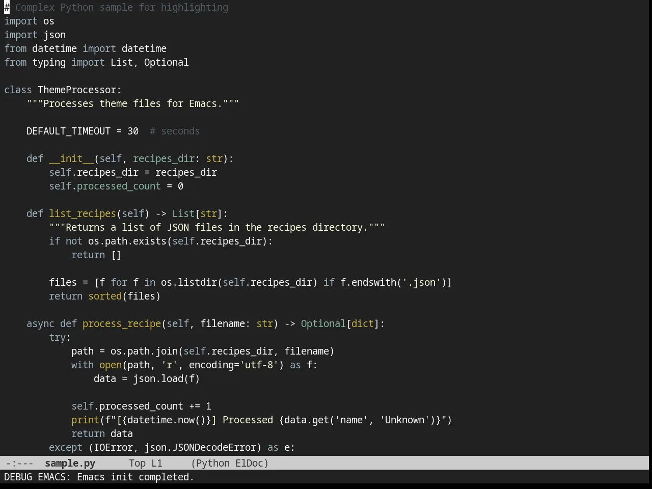 Dorsey Theme in python-mode
