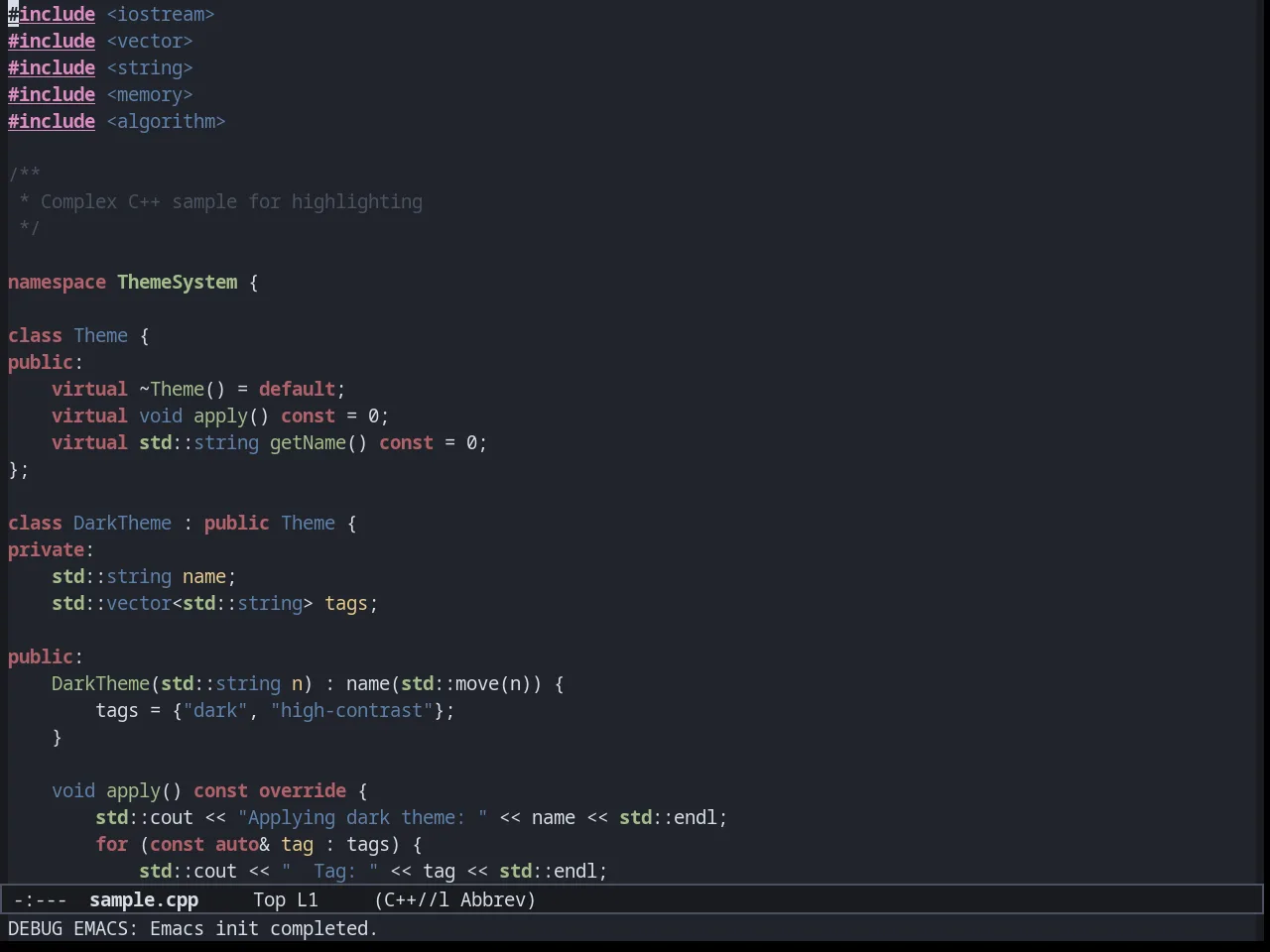 Dream Theme in c++-mode