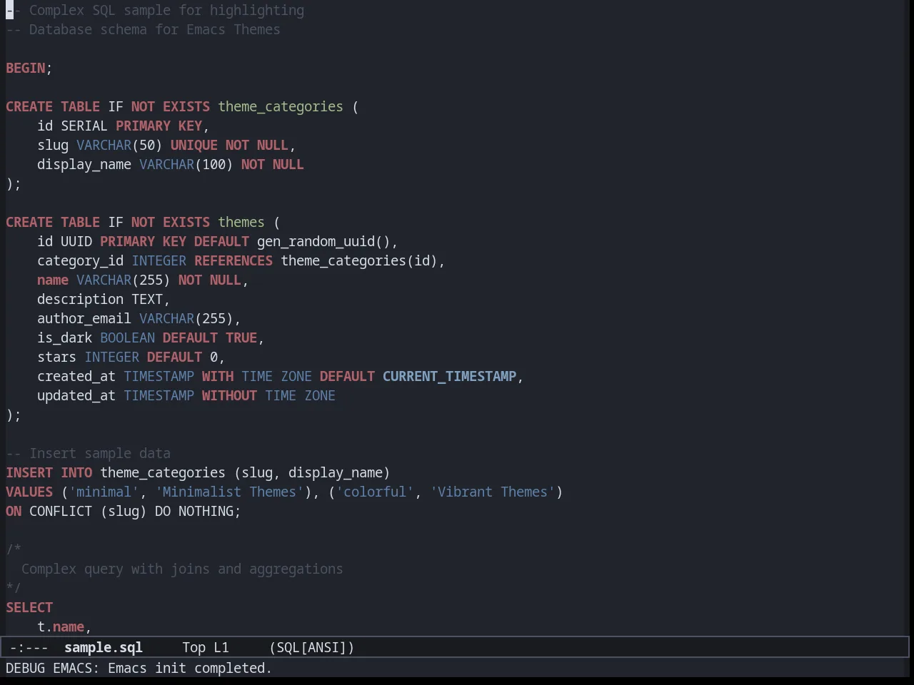 Dream Theme in sql-mode