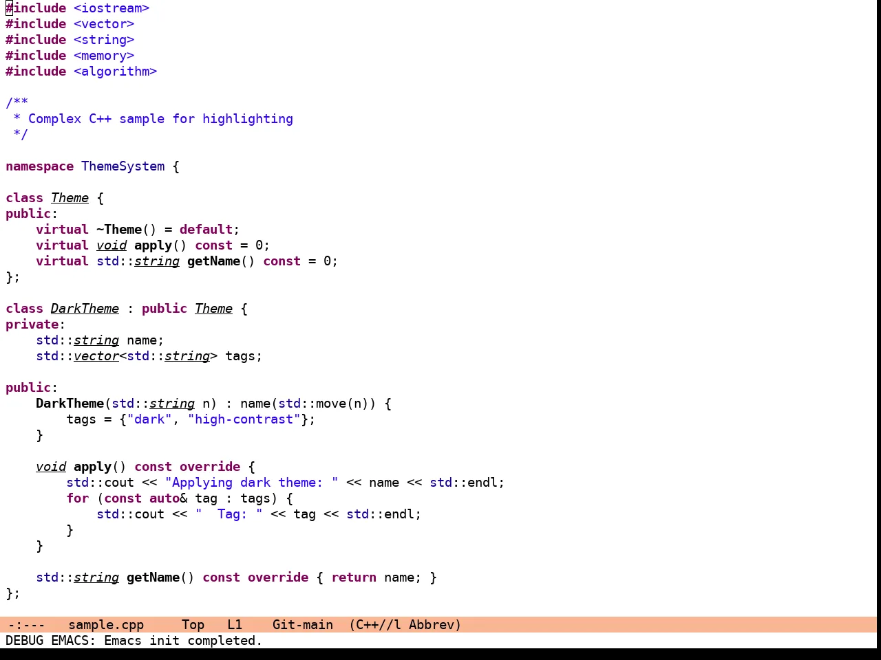 Eclipse Theme in c++-mode