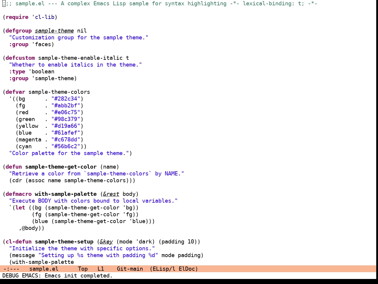 Eclipse Theme in emacs-lisp-mode