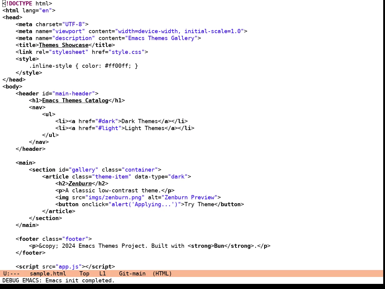 Eclipse Theme in html-mode