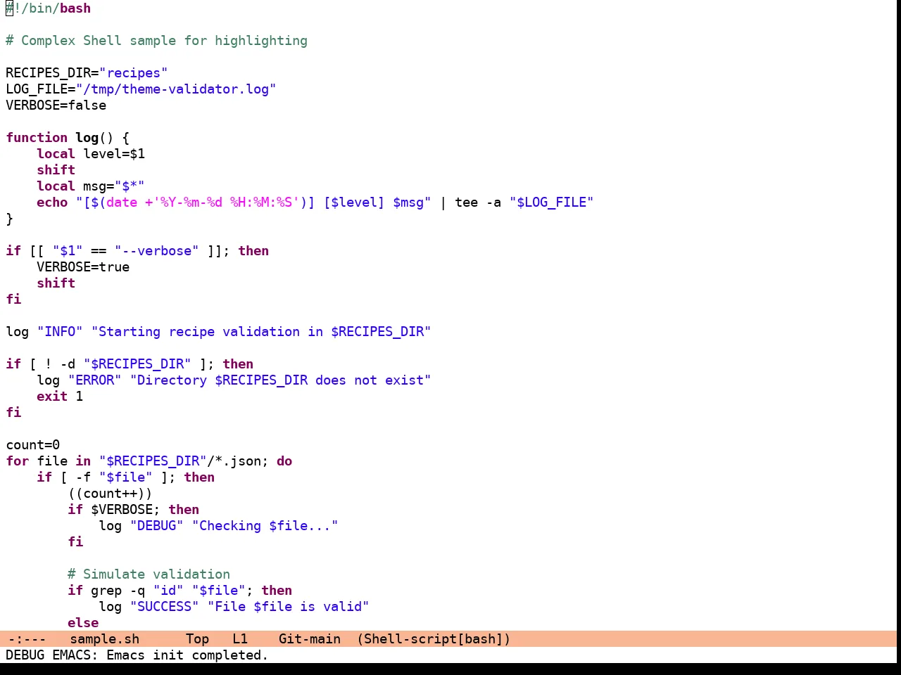 Eclipse Theme in sh-mode