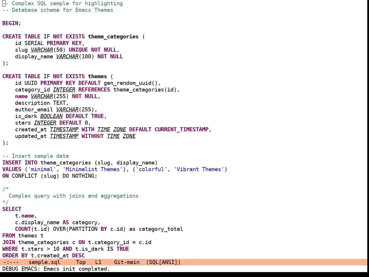 Eclipse Theme in sql-mode