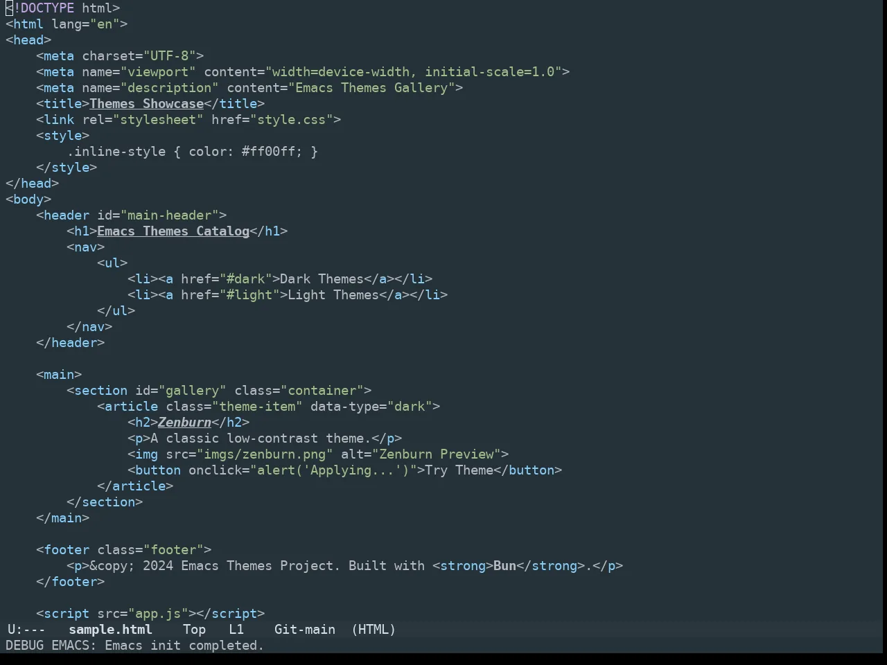 Edna Theme in html-mode