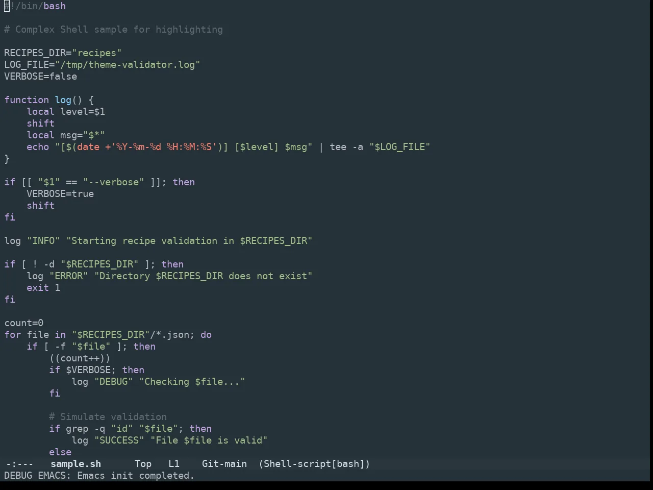 Edna Theme in sh-mode