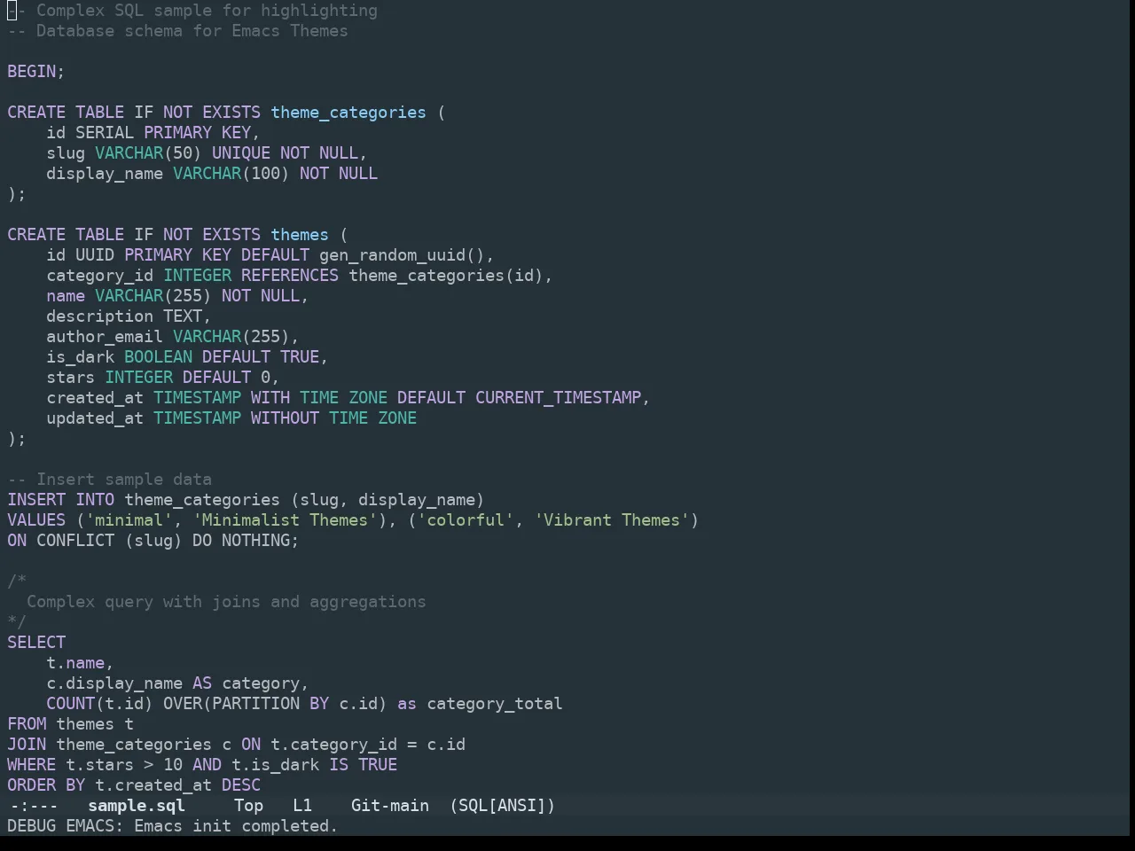 Edna Theme in sql-mode