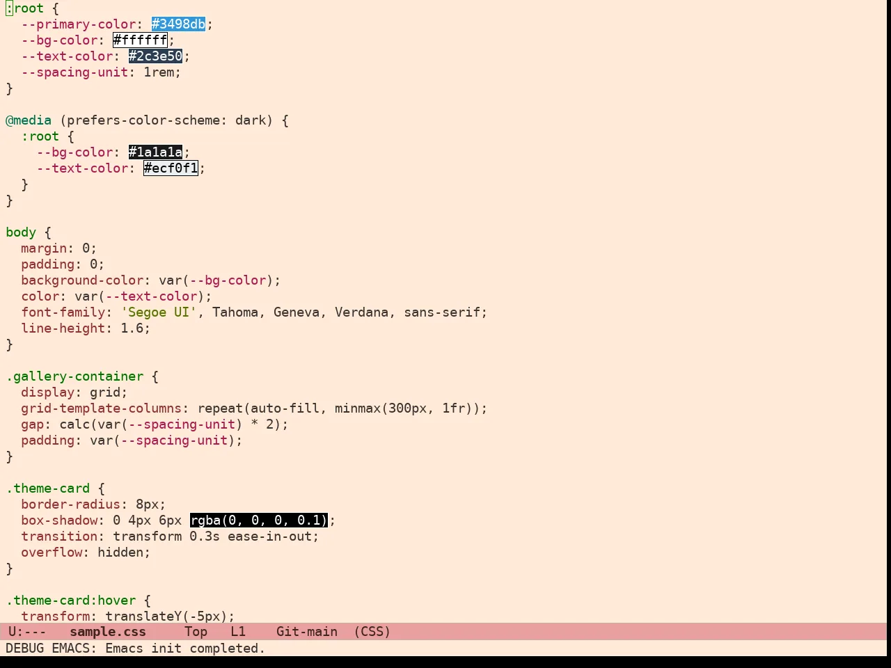 Ef Arbutus Theme in css-mode