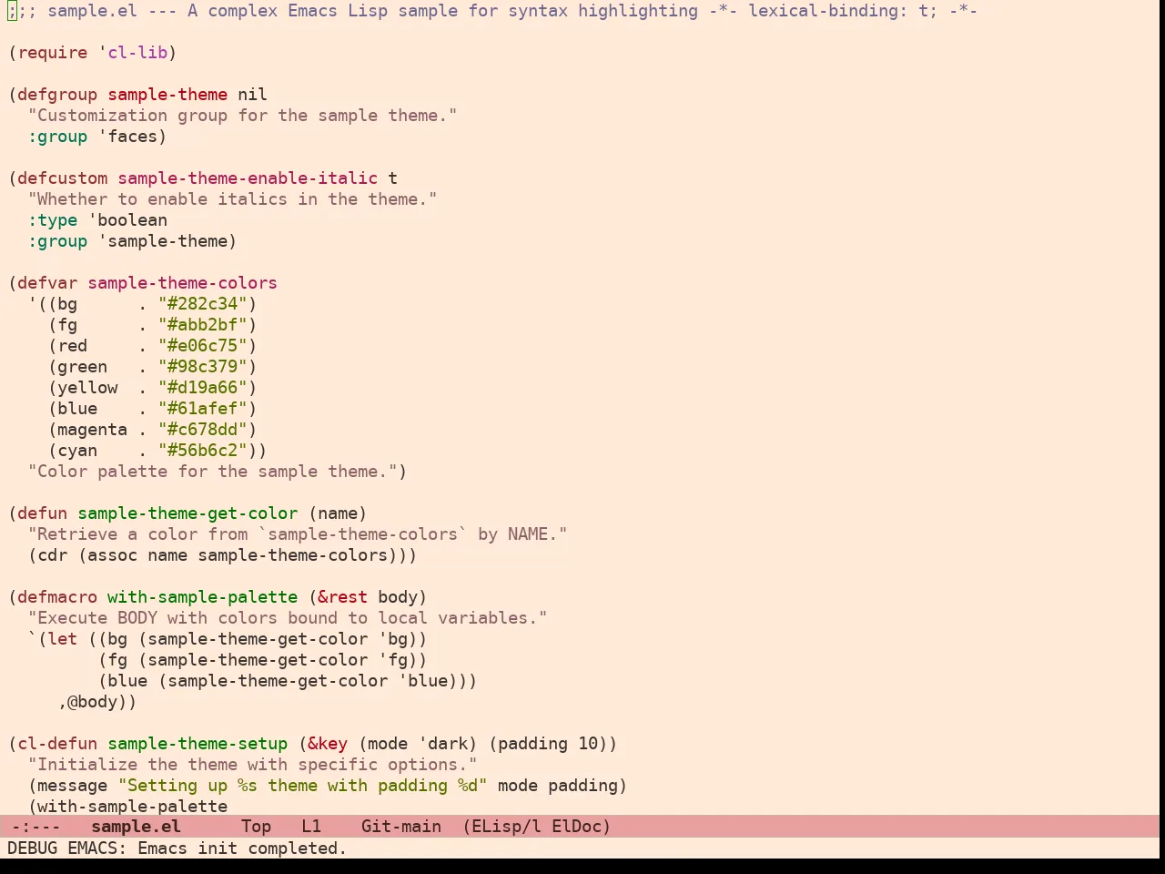 Ef Arbutus Theme in emacs-lisp-mode