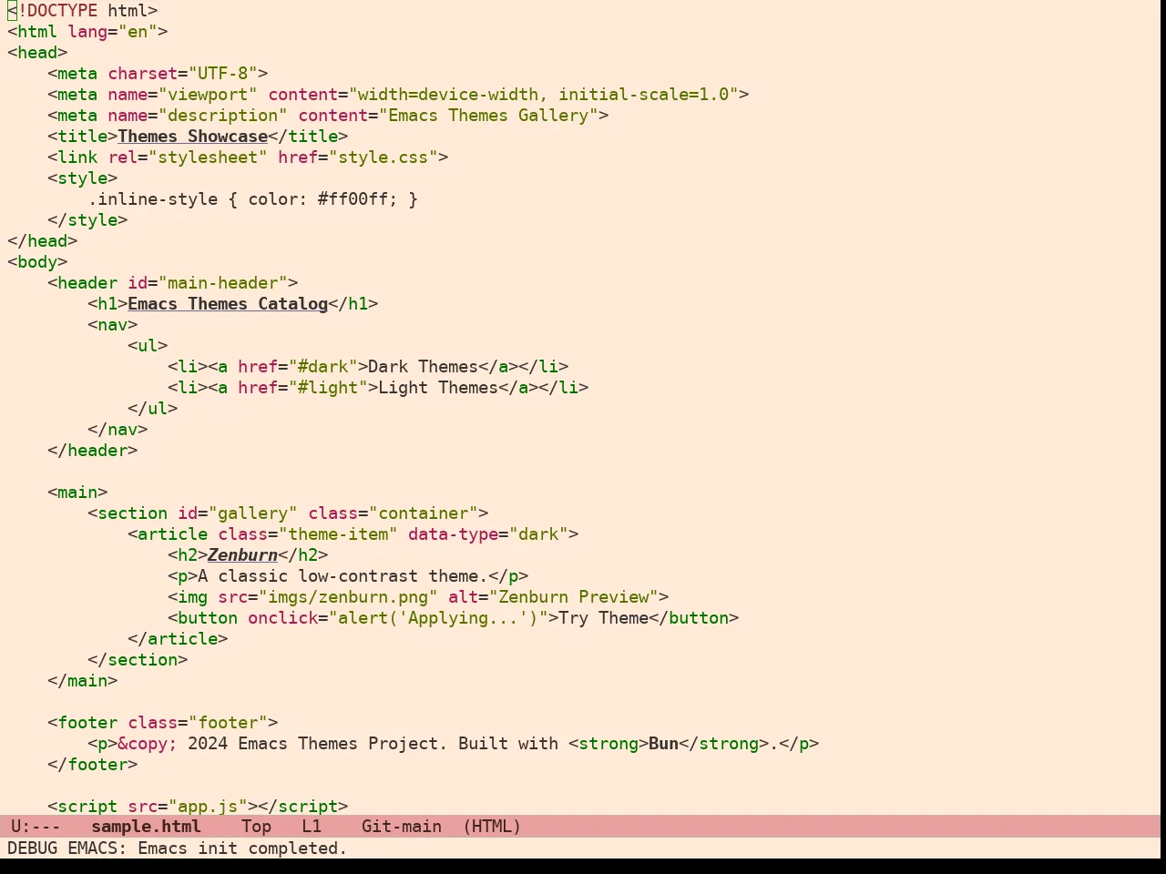 Ef Arbutus Theme in html-mode