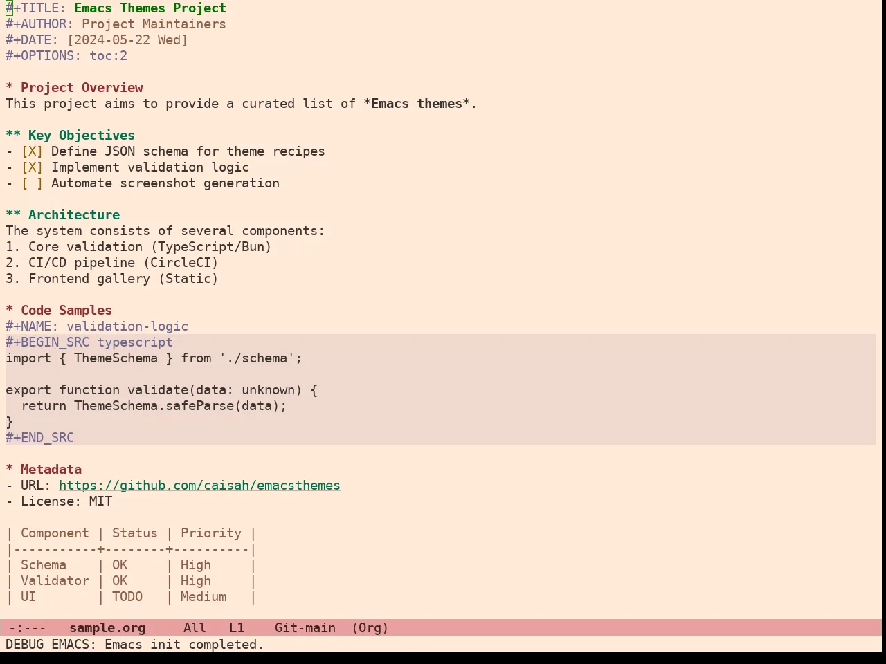 Ef Arbutus Theme in org-mode