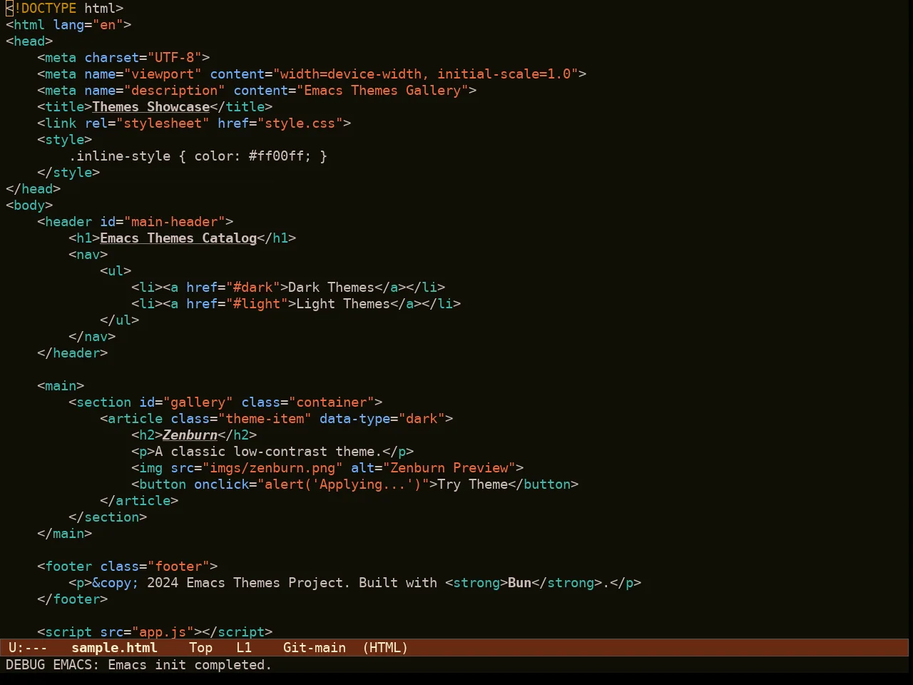 Ef Autumn Theme in html-mode