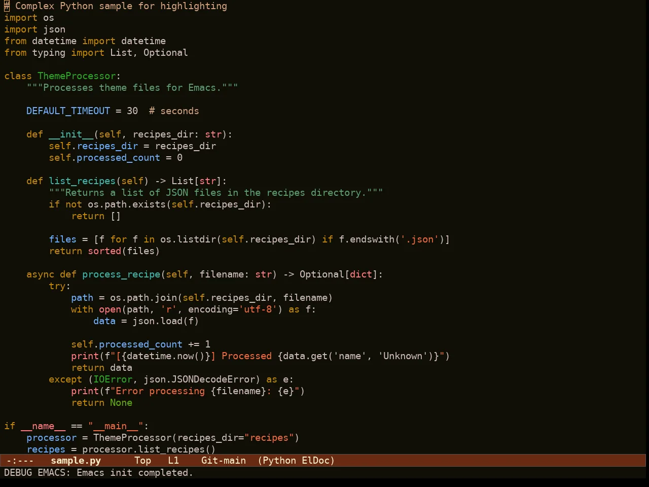 Ef Autumn Theme in python-mode