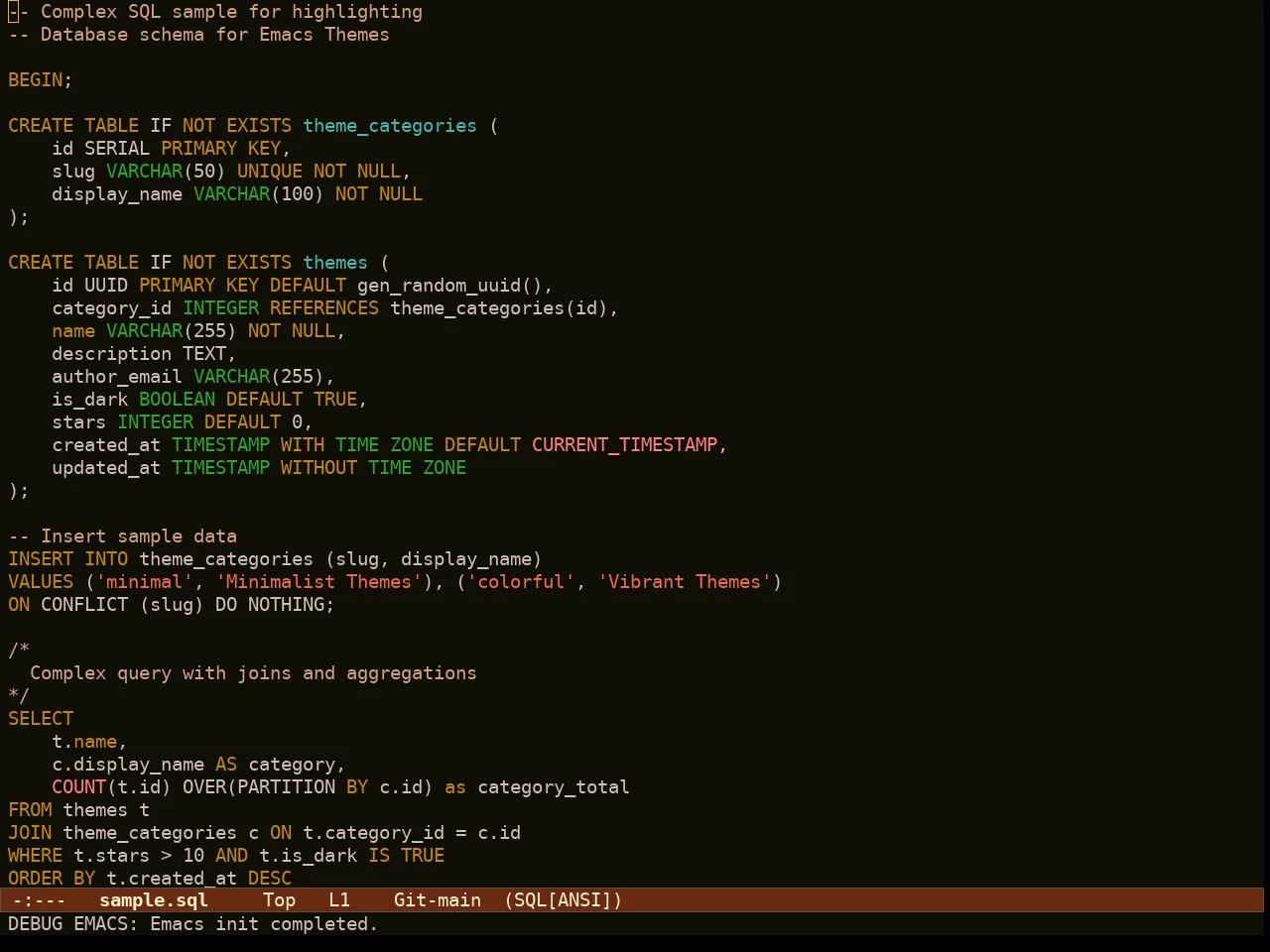 Ef Autumn Theme in sql-mode